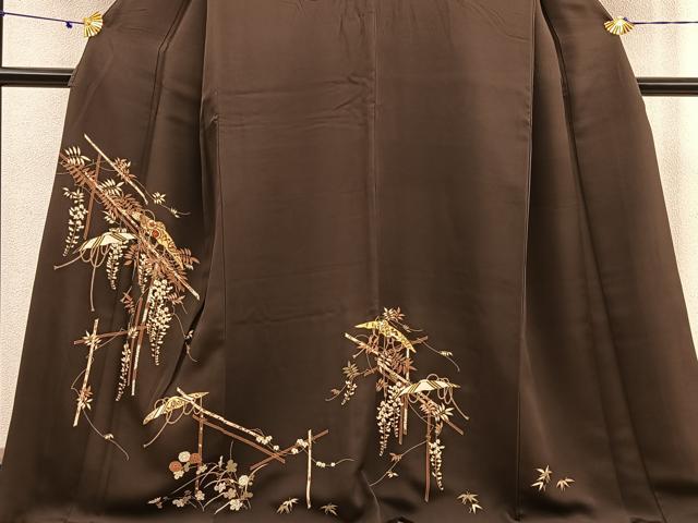 平和屋着物●訪問着 刺繍 市女笠花文 金糸 金彩 正絹 逸品 BAAU0166gt