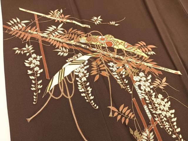 平和屋着物●訪問着 刺繍 市女笠花文 金糸 金彩 正絹 逸品 BAAU0166gt