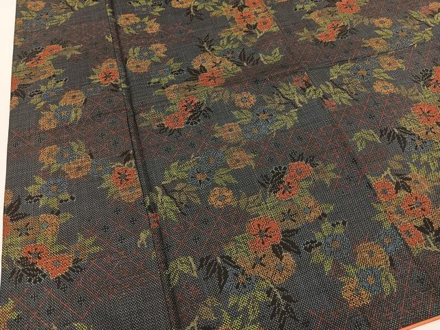 平和屋着物●本場大島紬 7マルキ 草花文 正絹 逸品 BAAU0186gt