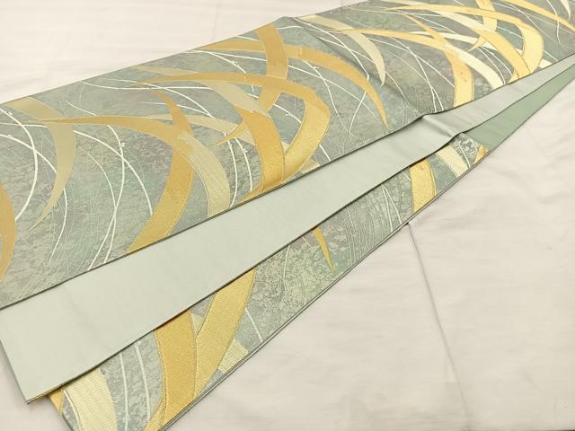 平和屋着物◎六通柄袋帯 草葉文 金糸 正絹 逸品 BAAU0389mz