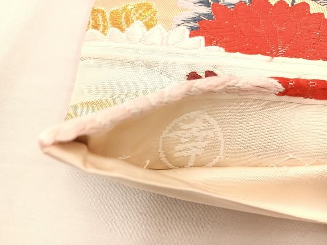 平和屋着物◎六通柄袋帯 唐織 七宝菊花丸文 金銀糸 正絹 逸品 BAAU0689mz