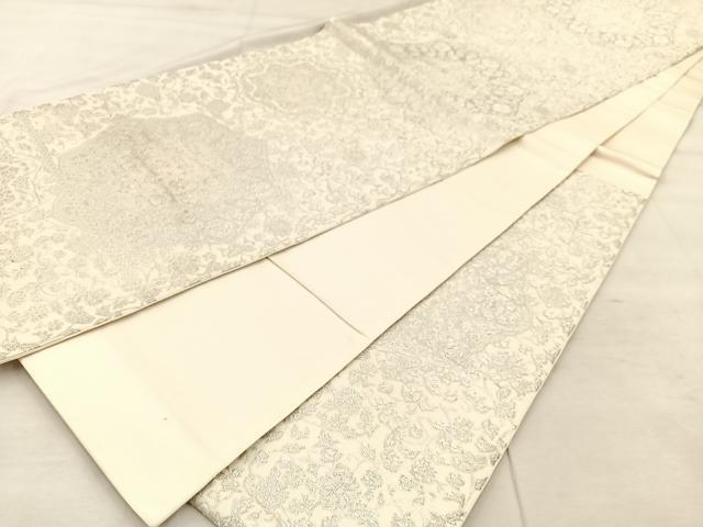 平和屋着物◎六通柄袋帯 正倉院 銀糸 正絹 逸品 BAAU0691mz