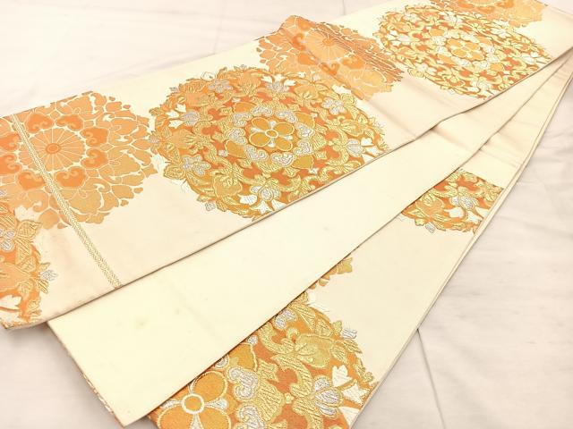 平和屋着物◎六通柄袋帯 正倉院 金銀糸 正絹 逸品 BAAU0730mz