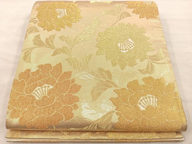 平和屋着物◎六通柄袋帯 牡丹唐花紋 金糸 正絹 逸品 BAAU0733mz