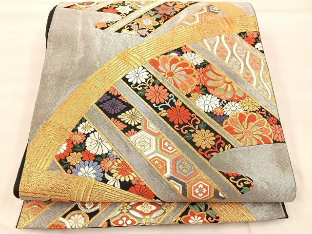 平和屋着物◎六通柄袋帯 唐織 籬花文 金銀糸 正絹 逸品 BAAU0749mz
