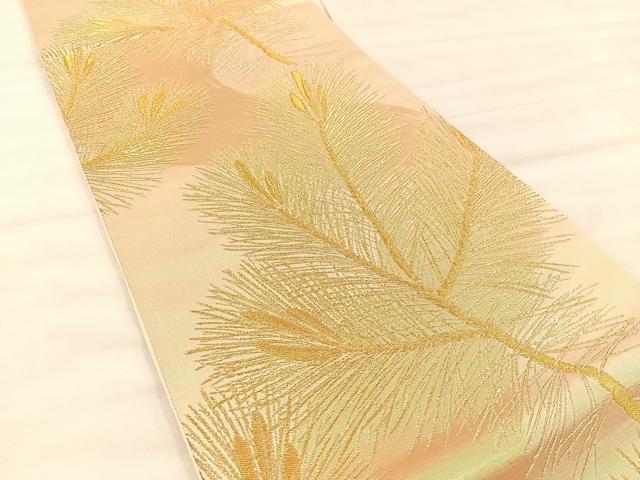 平和屋着物◎六通柄袋帯 若松葉 金糸 正絹 逸品 BAAU0765mz