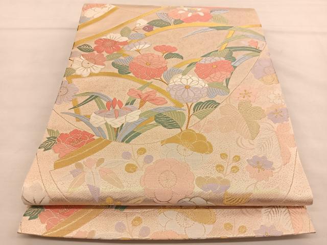 平和屋着物◎六通柄袋帯 唐織 辻が花 金糸 正絹 逸品 BAAU0896hv