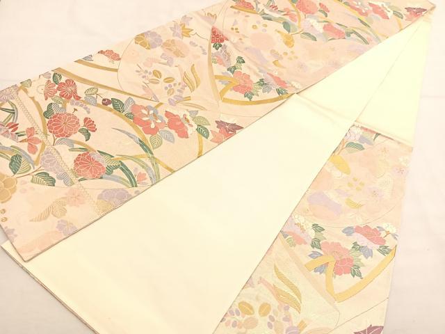 平和屋着物◎六通柄袋帯 唐織 辻が花 金糸 正絹 逸品 BAAU0896hv