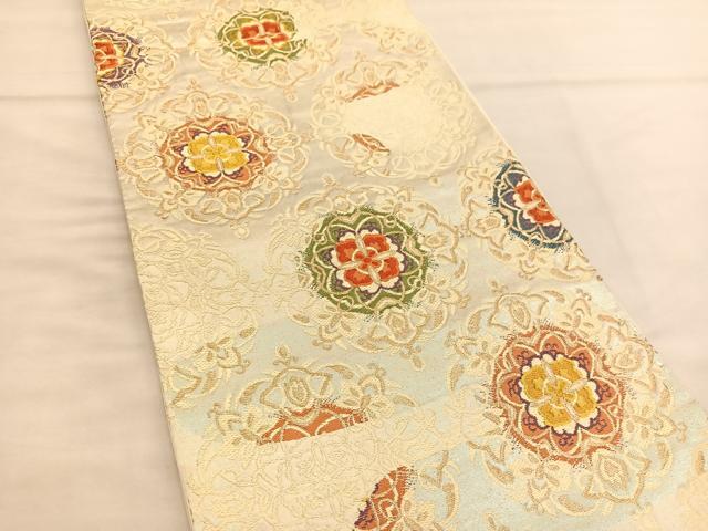 平和屋着物◎六通柄袋帯 唐織 正倉院花文 金糸 正絹 逸品 BAAU0911hv