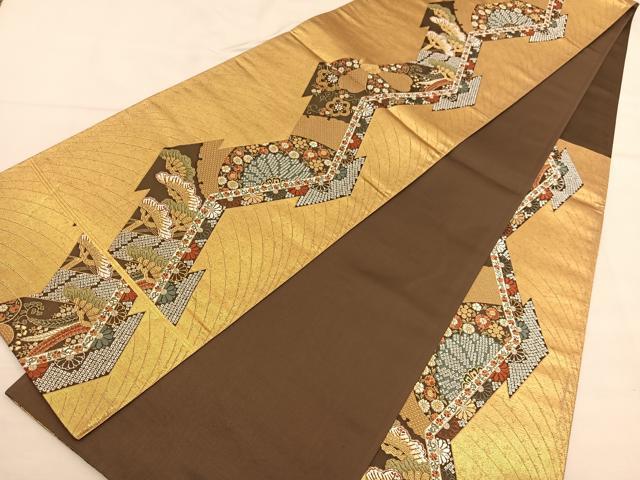 平和屋着物◎六通柄袋帯 唐織 松皮取小袖 金銀荘飾 正絹 逸品 BAAU0920hv