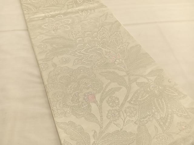 平和屋着物◎六通柄袋帯 王朝華文 プラチナ箔 九百錦 正絹 逸品 BAAU1034hv
