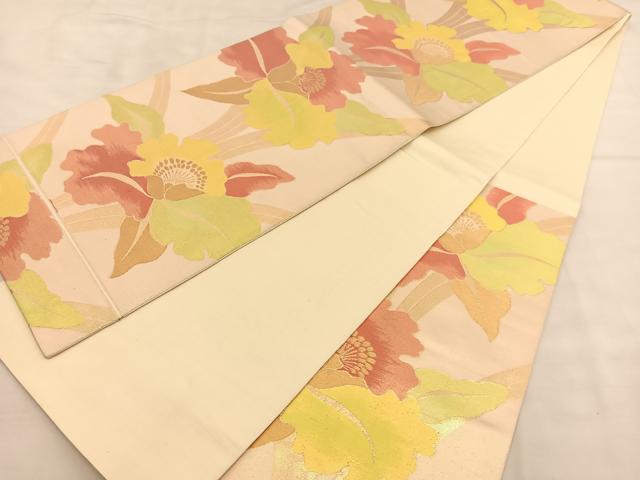 平和屋着物◎六通柄袋帯 カトレア 金糸 正絹 逸品 BAAU1037hv