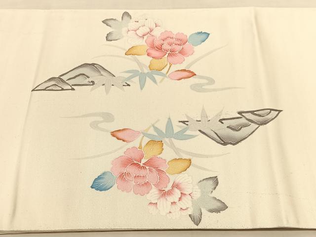 平和屋着物◎六通柄袋帯 草花文 引箔 正絹 逸品 BAAU1040hv