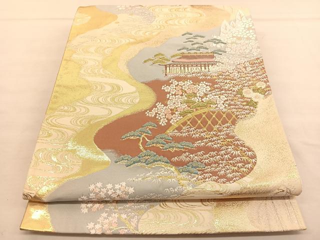 平和屋着物◎六通柄袋帯 唐織 京の旅 金糸 正絹 逸品 BAAU1073hv