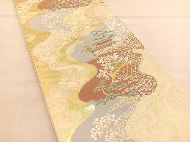 平和屋着物◎六通柄袋帯 唐織 京の旅 金糸 正絹 逸品 BAAU1073hv