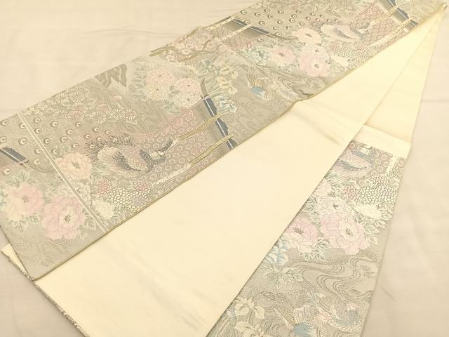 平和屋着物◎六通柄袋帯 唐織 秀華萬寿プラチナ箔 正絹 逸品 BAAU1084hv