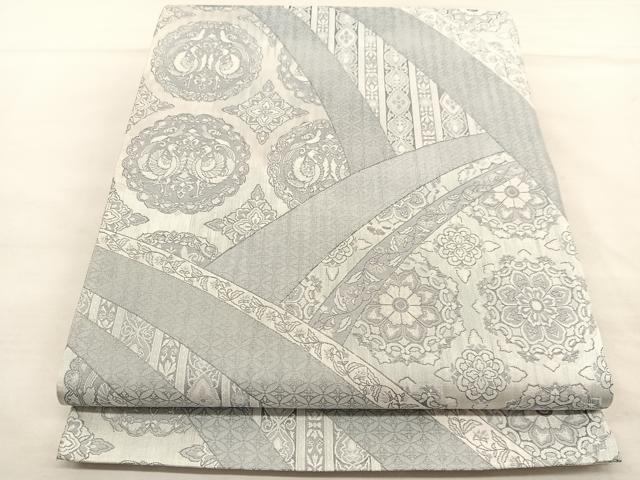 平和屋着物◎六通柄袋帯 向かい鳳凰飾花文 正絹 逸品 BAAU1131hv
