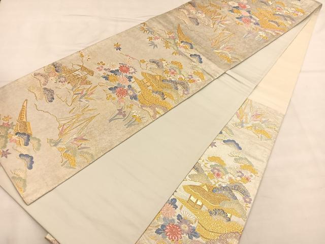 平和屋着物◎六通柄袋帯 唐織 加賀 御所解文 金糸 正絹 逸品 BAAU1212hv