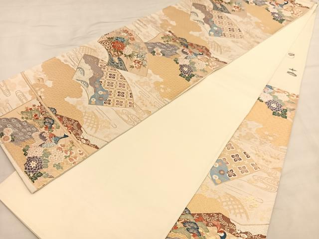 平和屋着物◎六通柄袋帯 唐織 慶長屏風小袖 金糸 正絹 逸品 BAAU1215hv