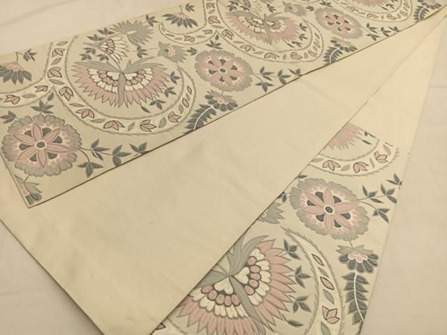 平和屋着物◎六通柄 本袋帯 更紗花文 正絹 逸品 BAAU1238hv
