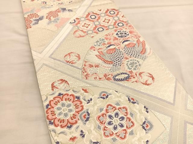 平和屋着物◎六通柄袋帯 唐織 能衣亀甲文 銀糸 正絹 逸品 BAAU1252hv