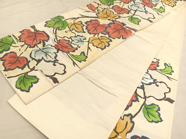平和屋着物◎六通柄袋帯 草葉文 正絹 逸品 BAAU1283hv