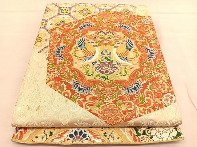 平和屋着物◎六通柄袋帯 正倉院文様 金糸 正絹 逸品 BAAU1293hv
