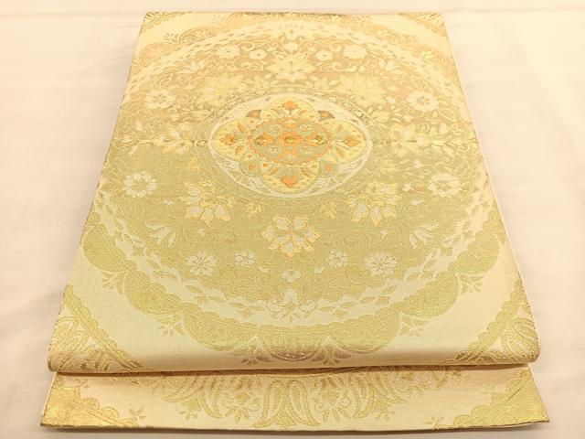 平和屋着物◎西陣 六通柄袋帯 唐織 花丸文 金糸 正絹 逸品 BAAU1306hv