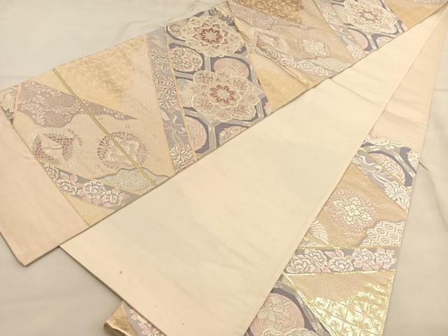 平和屋着物◎西陣 六通柄袋帯 唐織 宝相華双鶴花文 金銀糸 証紙付き 正絹 逸品 BAAU1310hv