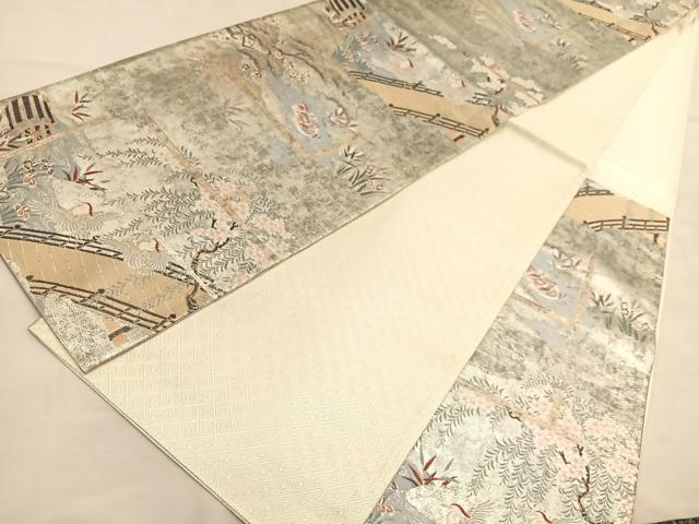 平和屋着物◎佐賀錦 六通柄袋帯 唐織 渡橋飛鶴文 金銀糸 正絹 逸品 BAAU1332hv