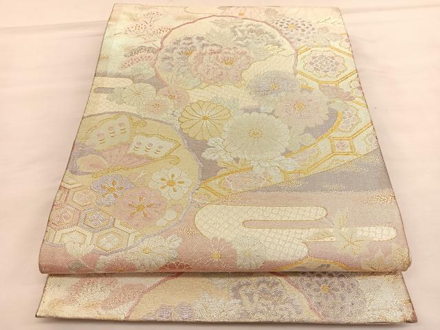 平和屋着物◎佐賀錦 六通柄袋帯 花蝶文 金銀糸 正絹 逸品 BAAU1340hv