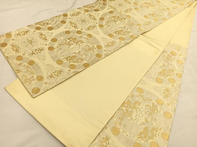 平和屋着物◎六通柄袋帯 こま錦 狩猟丸文 金銀糸 正絹 逸品 BAAU1346hv