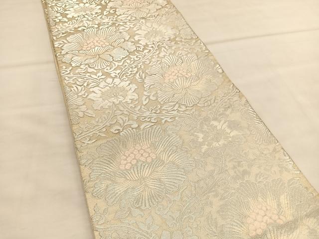 平和屋着物◎西陣 服部織物謹製 六通柄袋帯 唐織 松風 立涌花文 銀糸 正絹 逸品 BAAU1371hv