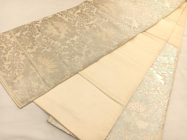 平和屋着物◎西陣 服部織物謹製 六通柄袋帯 唐織 松風 立涌花文 銀糸 正絹 逸品 BAAU1371hv