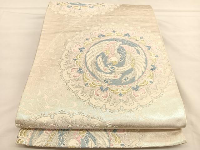 平和屋着物◎六通柄袋帯 唐織 鳳凰花文 金銀糸 正絹 逸品 BAAU1403hv