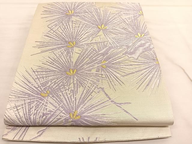 平和屋着物◎六通柄袋帯 唐織 若松葉 金糸 正絹 逸品 BAAU1435hv