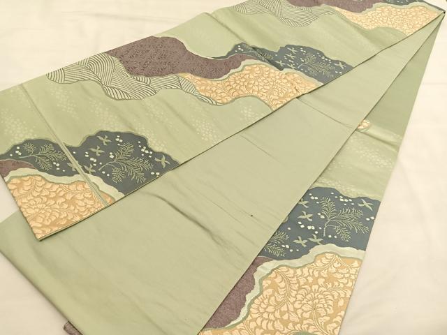 平和屋着物◎六通柄袋帯 唐織 道長花唐草文 銀糸 引箔 正絹 逸品 BAAU1438hv