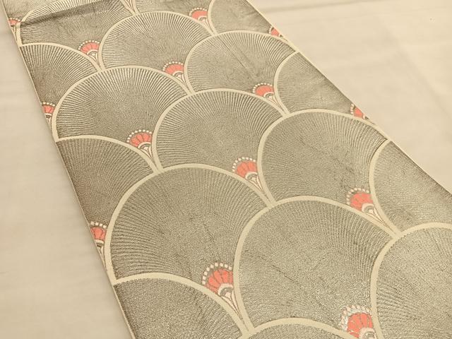 平和屋着物◎六通柄袋帯 唐織 青海波 銀糸 正絹 逸品 BAAU1447hv