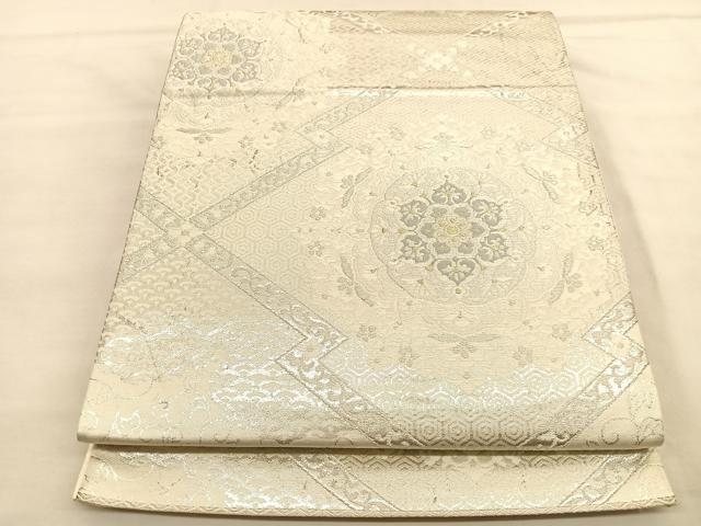 平和屋着物◎六通柄袋帯 唐織 松皮菱宝相華 金銀糸 正絹 逸品 BAAU1484hv