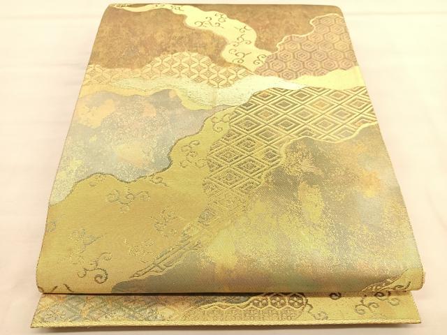 平和屋着物◎六通柄袋帯 道長唐草有職文 金糸 引箔 正絹 逸品 BAAU1492hv