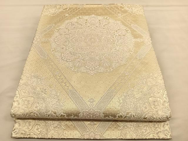 平和屋着物◎六通柄袋帯 唐織 正倉院菱天井文 金銀糸 正絹 逸品 BAAU1540hv