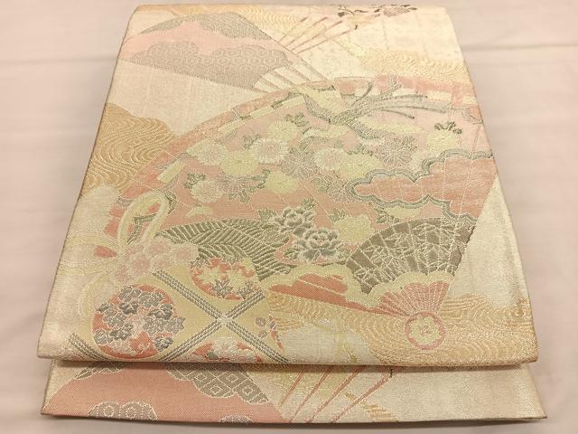 平和屋着物◎900特選佐賀錦 六通柄袋帯 檜扇鳳凰花文 金銀糸 正絹 逸品 BAAU1549hv
