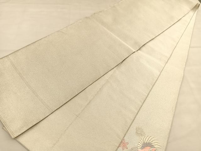 平和屋着物◎太鼓柄袋帯 総刺繍 綴れ 鳳凰花絵皿 銀糸 正絹 逸品 BAAU1558hv