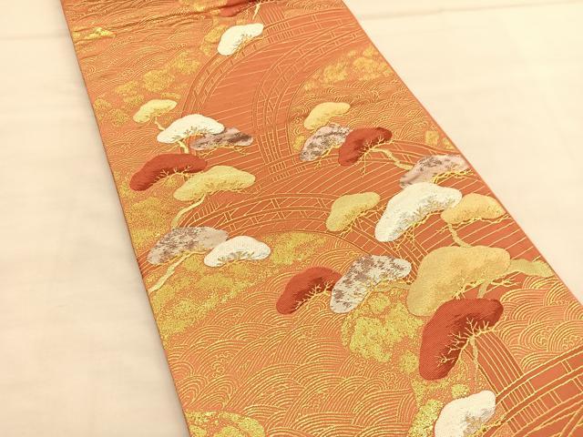 平和屋着物◎六通柄袋帯 唐織 渡橋浜松文 金銀糸 正絹 逸品 BAAU1565hv