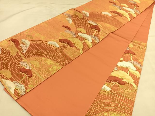 平和屋着物◎六通柄袋帯 唐織 渡橋浜松文 金銀糸 正絹 逸品 BAAU1565hv