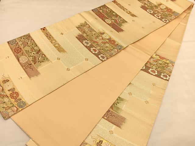 平和屋着物◎六通柄袋帯 正倉鳳花鳥 金糸 正絹 逸品 BAAU1642hv