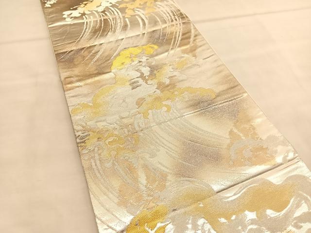 平和屋着物◎六通柄袋帯 立波文 金銀糸 正絹 逸品 BAAU1647hv