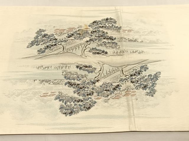 平和屋着物◎六通柄袋帯 唐織 京名所絵図 嵯峨野岬 銀糸 正絹 逸品 BAAU1654hv