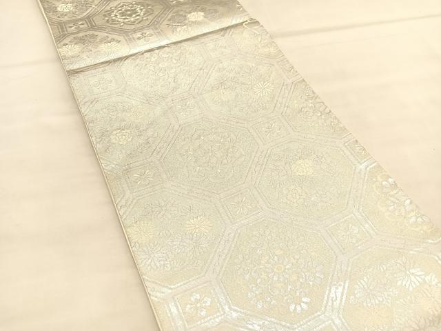平和屋着物◎六通柄袋帯 蜀江花文 純銀入 正絹 逸品 BAAU1902hv