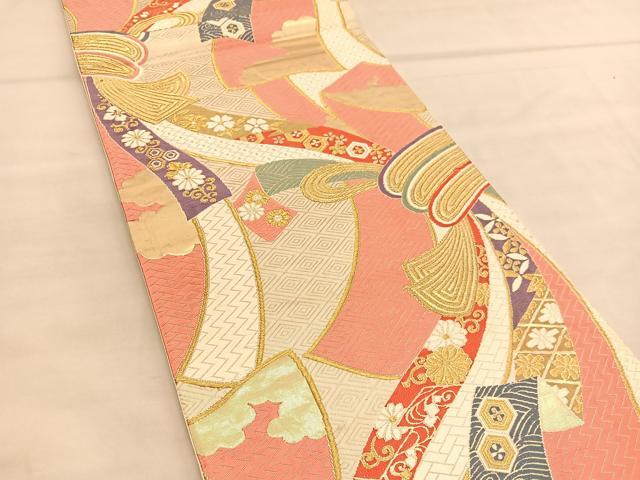 平和屋着物◎六通柄袋帯 唐織 白鳳 優美錦 金糸 正絹 逸品 BAAU1939hv